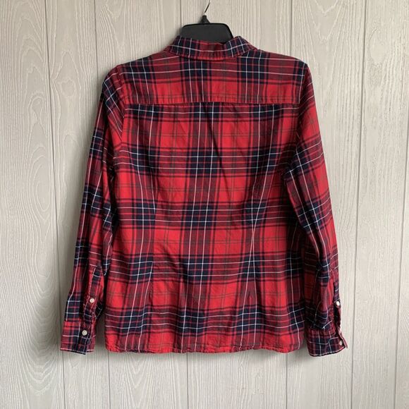 Tommy Hilfiger Womens Red Plaid Flannel Shirt Size Large - Picture 3 of 3
